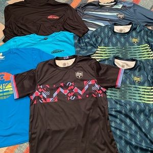 Lot of men’s disc golf jerseys and tshirts size L discraft and discmania